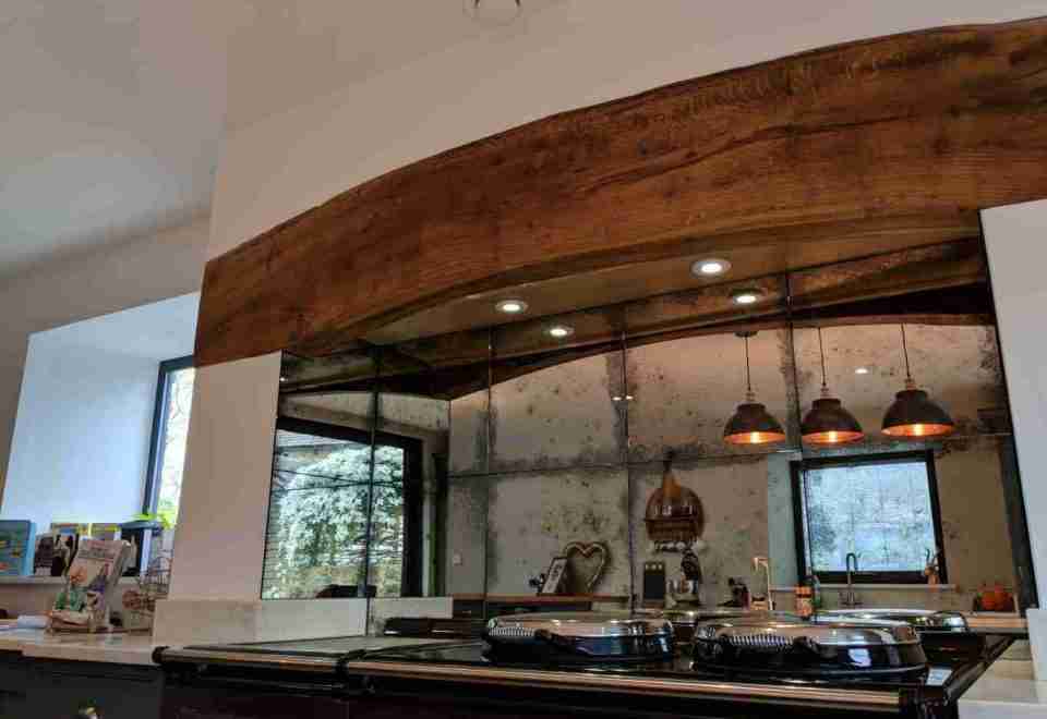 antique glass mirror splashback cost